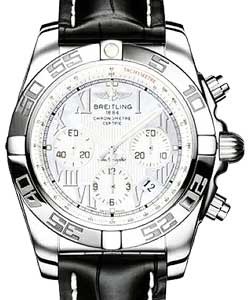 Chronomat B01 Chronograph in Steel on Black crocodile Leather Strap with MOP Dial