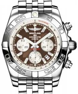 Chronomat B01 Chronograph in Steel on Steel Bracelet with Brown Dial - Silver Subdials