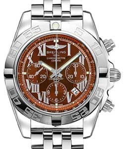 Chronomat B01 Chronograph in Steel on Steel Bracelet with Brown Dial