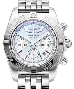 Chronomat B01 Chronograph in Steel on Steel Bracelet with Mother of Pearl Dial