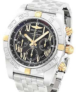 Chronomat 44 Chronograph in Steel and Rose Gold on Steel Bracelet with Black Dial
