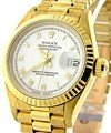 President in Yellow Gold with Fluted Bezel on Yellow Gold President Bracelet with White Roman Dial