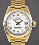 President in Yellow Gold with Fluted Bezel on Yellow Gold President Bracelet with White Roman Dial