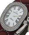 Serena in Steel with Full Diamond Bezel on Brown Leather Strap with Mother of Pearl Dial