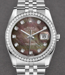 Datejust 36 mm in Steel with Diamond Bezel on Jubilee Bracelet with Dark MOP Diamond Dial