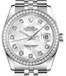 Datejust 36mm in Steel with Diamond Bezel on Jubilee Bracelet with Mother of Pearl Diamond Dial