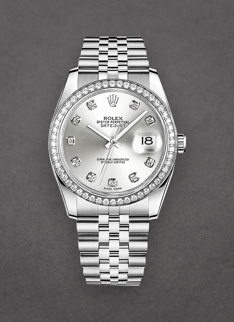 Rolex Unworn Datejust 36 mm in Steel with Diamond Bezel