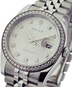 Datejust 36 mm in Steel with Diamond Bezel on Bracelet with Silver Jubilee Diamond Dial
