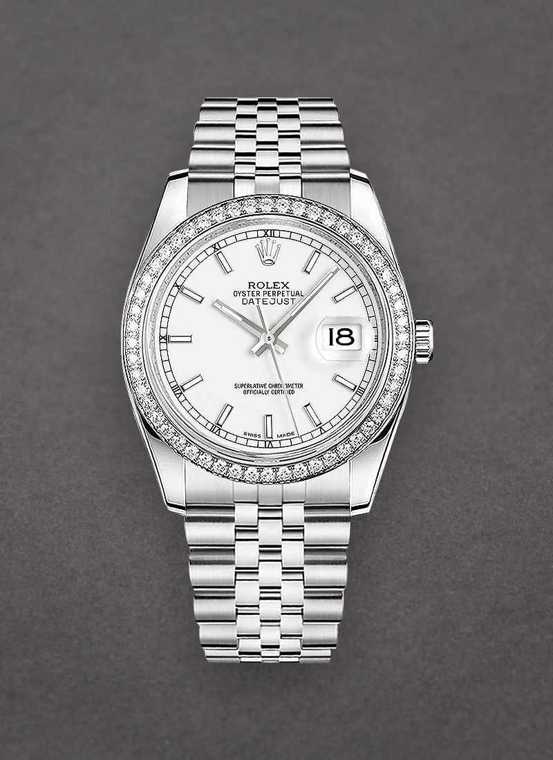 Rolex Unworn Datejust 36 mm in Steel with Diamond Bezel