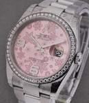 Datejust 36mm in Steel with Diamond Bezel on Steel Oyster Bracelet with Pink Floral Dial