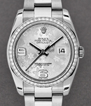 Datejust 36mm in Steel with Diamond Bezel on Steel Oyster Bracelet with Silver Floral Dial