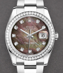 Datejust 36mm in Steel with Diamond Bezel on Bracelet with Dark MOP Diamond Dial