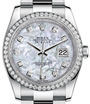 Datejust 36mm in Steel with Diamond Bezel on Steel Oyster Bracelet with Mother of Pearl Diamond Dial