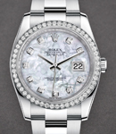 Datejust 36mm in Steel with Diamond Bezel on Steel Oyster Bracelet with Mother of Pearl Diamond Dial