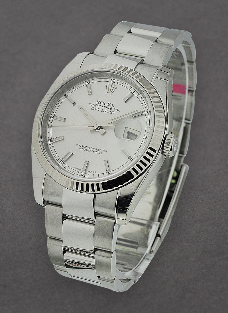 Rolex Unworn Datejust 36mm in Steel and White Gold with Fluted Bezel