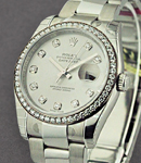 Datejust 36mm in Steel with Diamond Bezel on Steel Oyster Bracelet with Silver Diamond Dial