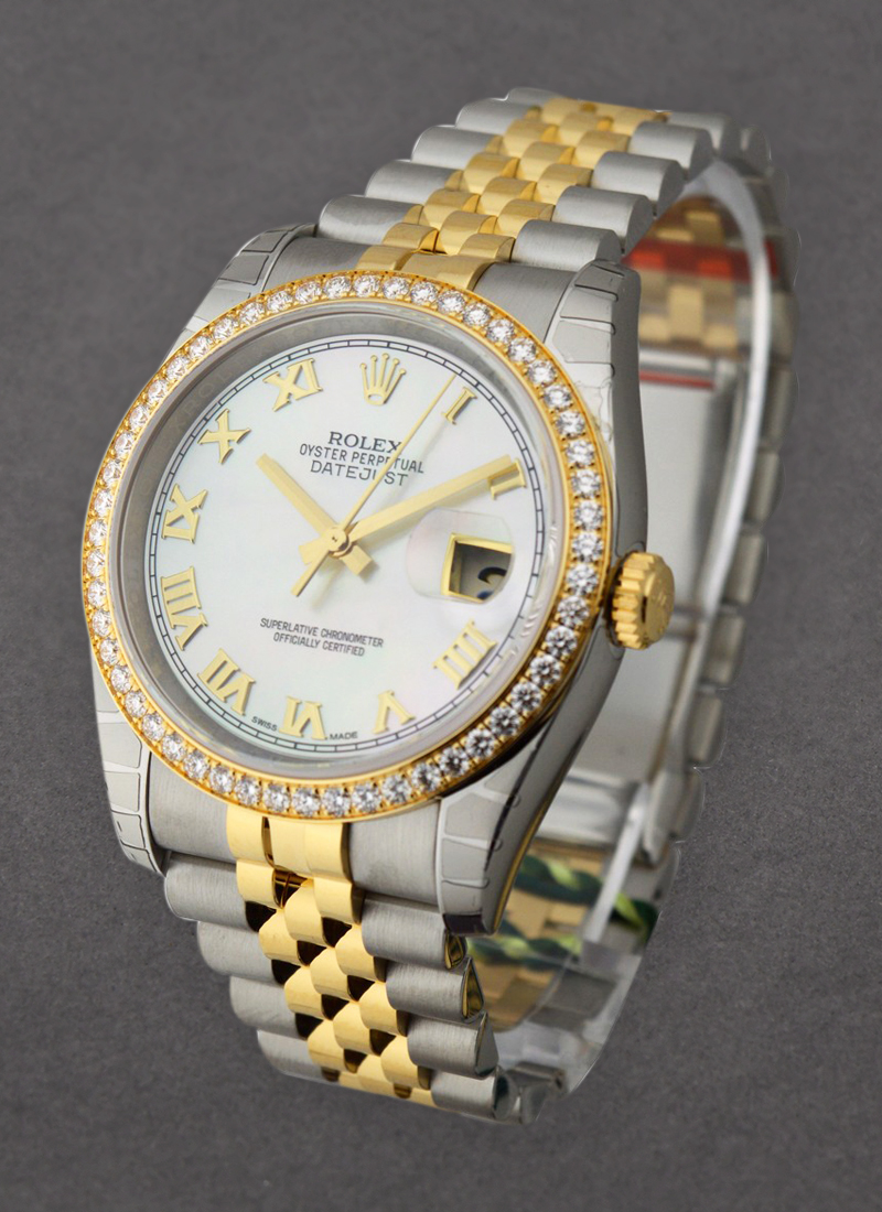 Rolex Unworn Datejust 36mm in Steel with Yellow Gold Diamond Bezel