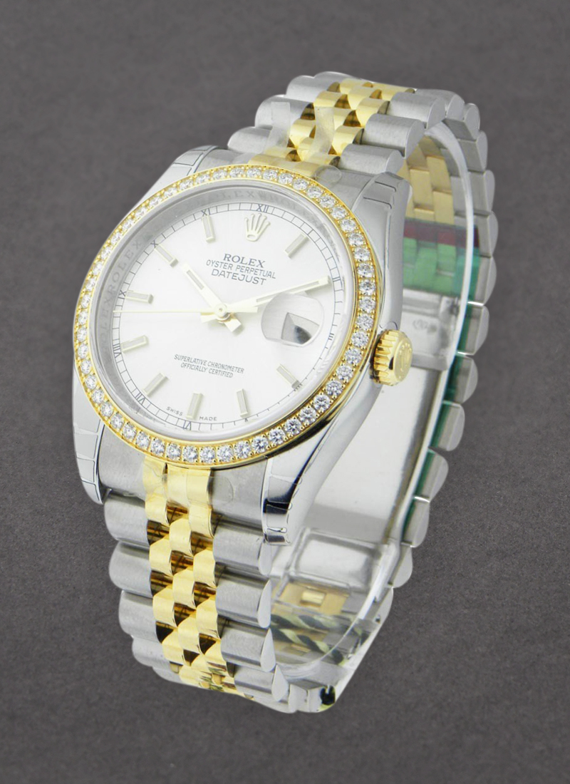 Rolex Unworn Datejust 36mm in Steel with Yellow Gold Diamond Bezel