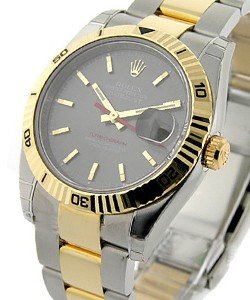 2-Tone Datejust with Turn-o-graph Bezel on Oyster Bracelet with Grey Stick Dial