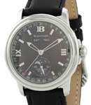 Leman Perpetual Complete Calendar in Steel on Black Crocodile Leather Strap with Black dial