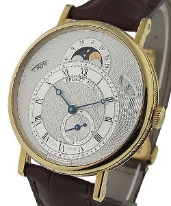 Classique 7337 in Yellow Gold on Brown Crocodile Leather Strap with Silver Dial