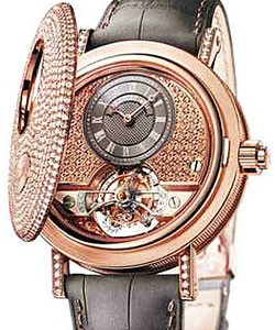 Classique Complications Tourbillon in Rose Gold with Diamond Accent on Brown Crocodile Leather Strap with Brown Dial