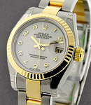 Datejust in Steel with Yellow Gold Fluted Bezel on Steel and Yellow Gold Oyster Bracelet with Ivory Jubilee Arabic Dial