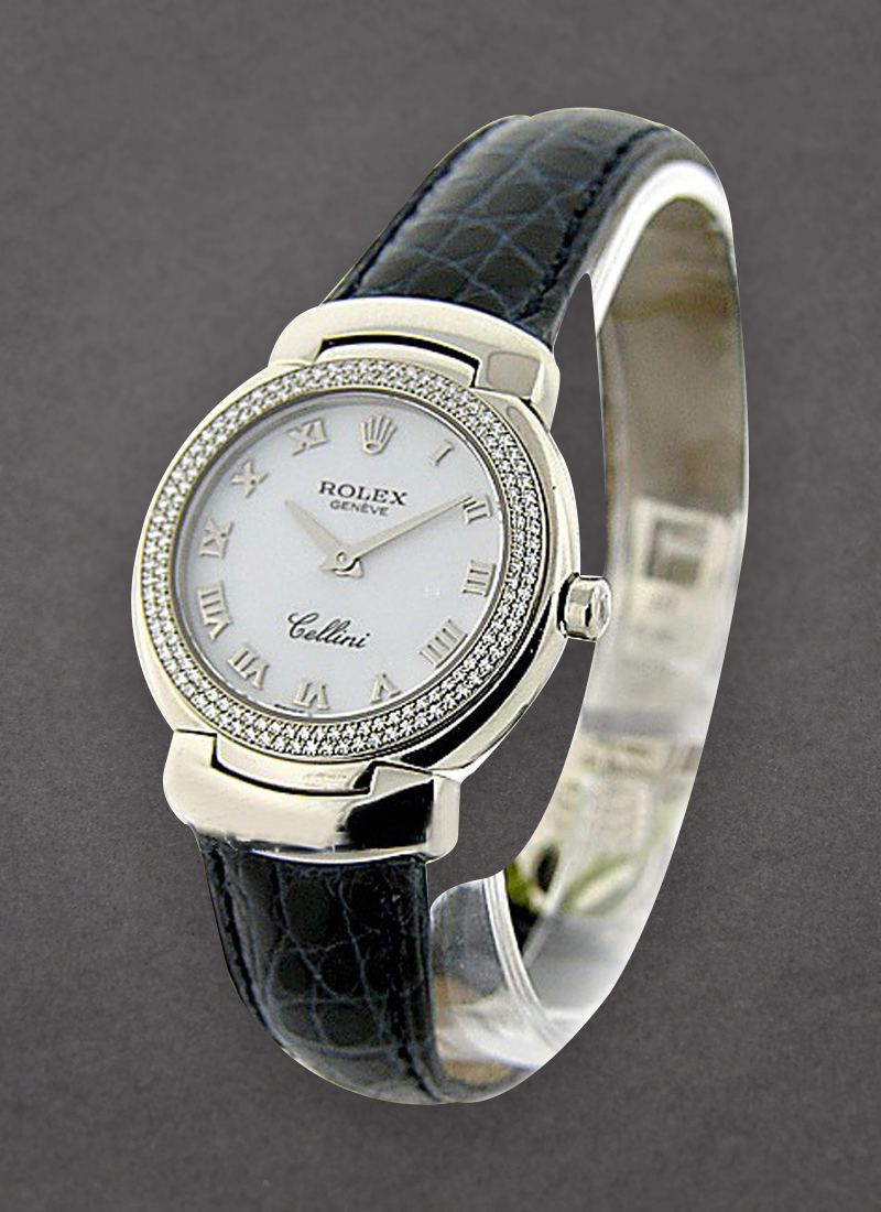 Rolex Unworn Cellini Cellisima in White Gold with 2 Row Diamond Bezel (152 Diamond Case)