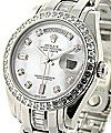 Masterpiece Men's in Platinum with Baguette Diamond Bezel on Platinum Baguette Diamond Oyster Bracelet with Silver Diamond Dial