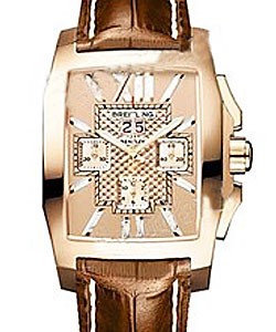 Bentley Flying B No. 3 Men's Automatic in Rose Gold Rose Gold on Brown Crocodile Strap with Amber Dial