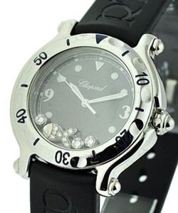Happy Fish in Steel on Black Rubber Strap with Black Floating Diamond Dial