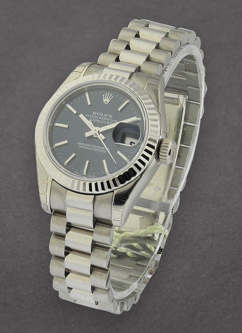 Rolex Unworn President 26mm in White Gold with Fluted Bezel