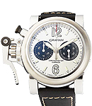 Chronofighter Oversize in Steel on Black Calfskin Leather Strap with Silver Dial