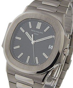 Nautilus 3711 in White Gold on White Gold Bracelet with Black Dial