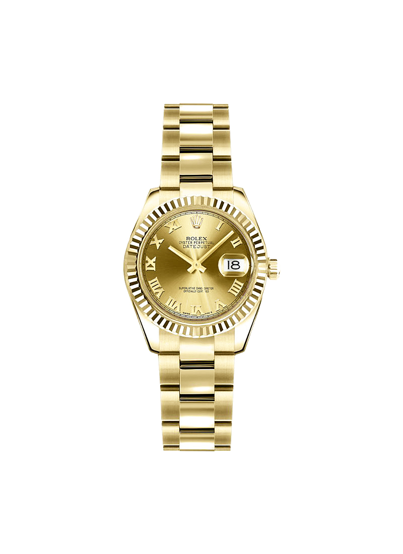 Rolex Unworn President 26mm in Yellow Gold with Fluted Bezel