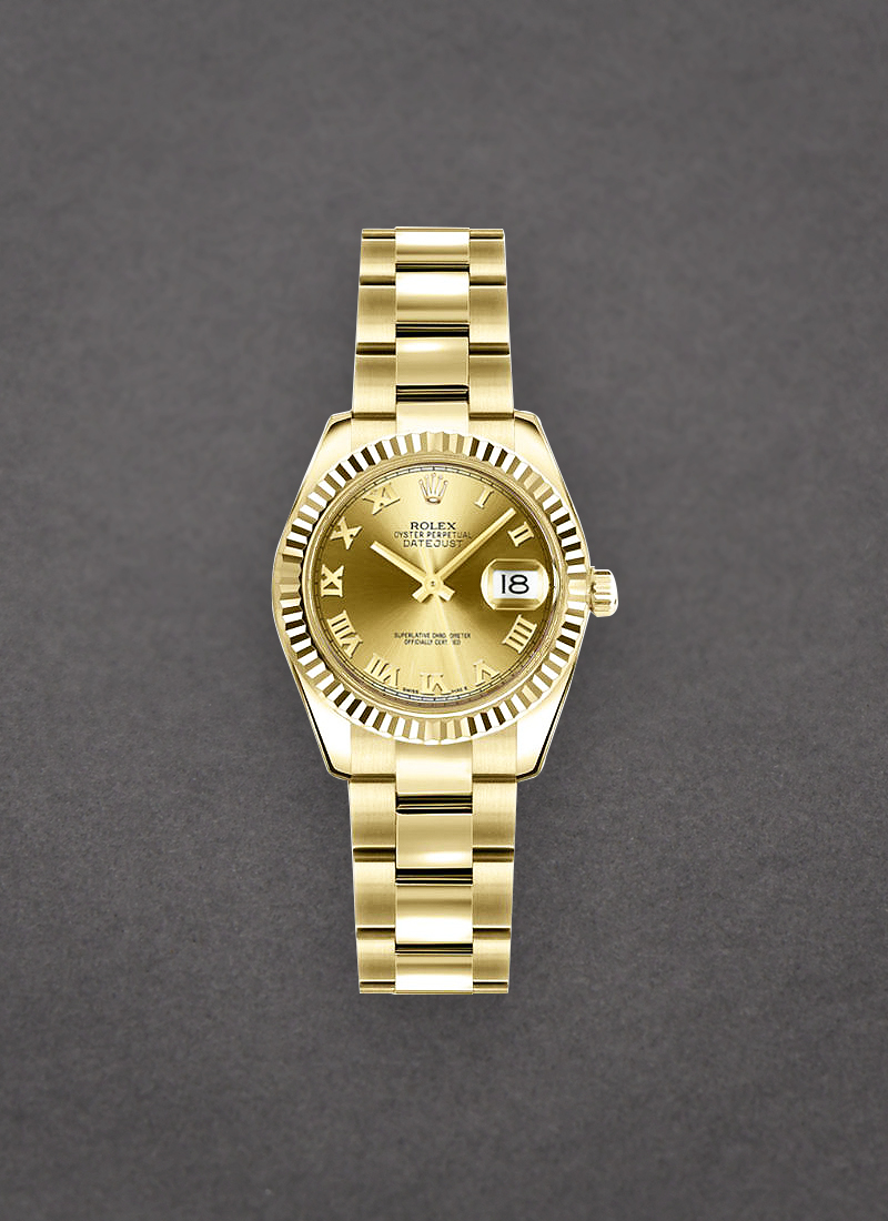 Rolex Unworn President 26mm in Yellow Gold with Fluted Bezel