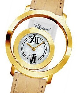 Happy Siprit - Yellow Gold Round Yellow Gold on Strap With White MOP floating Dial