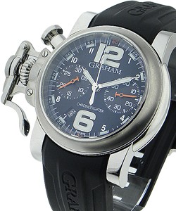 Chronofighter R.A.C Black Fighter in Steel on Black Rubber Strap with Black Dial
