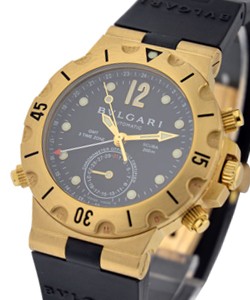 Diagono Proffesional GMT 3 Time Zone Yellow Gold on Strap with Black Dial