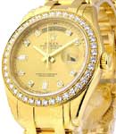 Masterpiece Men's in Yellow Gold with Diamond Bezel on Yellow Gold Oyster Bracelet with Champagne Diamond Dial