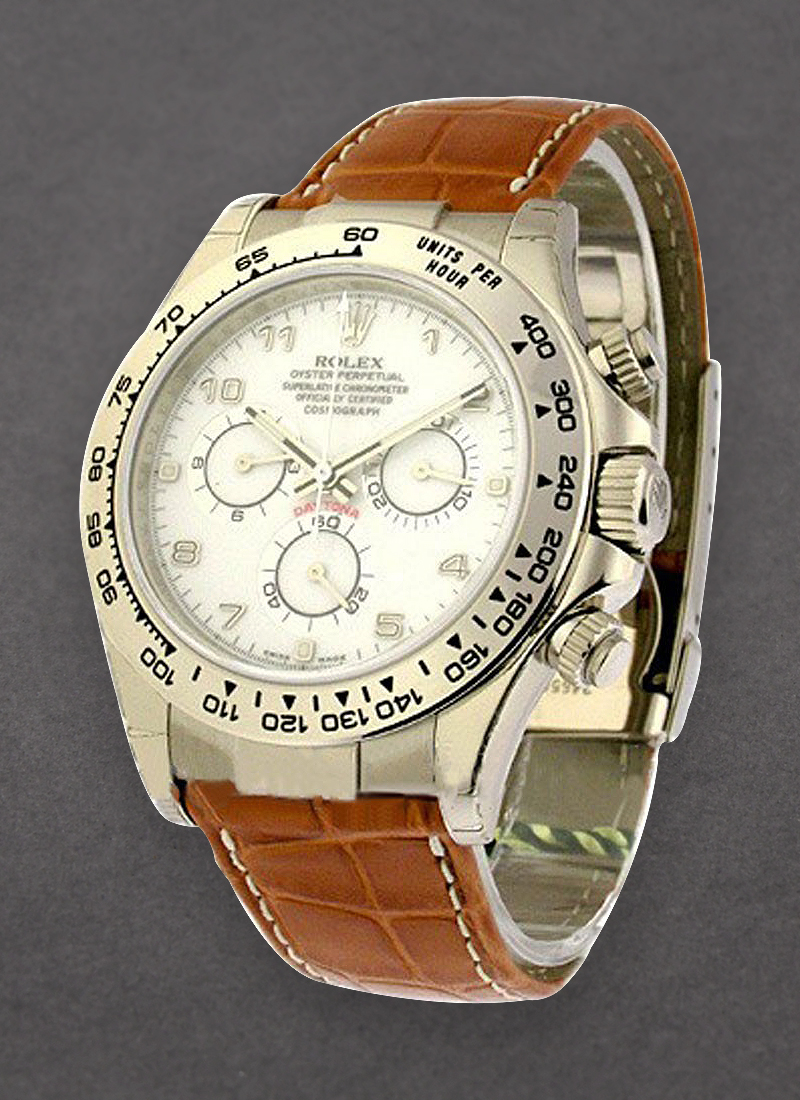 Rolex Unworn Daytona Oyster Perpetual in White Gold with Engraved Bezel  