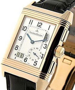 Reverso Grande GMT in Rose Gold on Black Alligator Leather with Silver Guilloche Dial