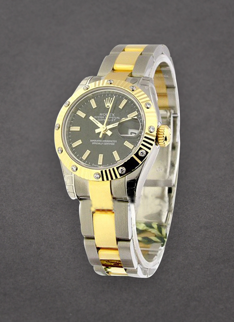 Rolex Unworn Datejust in Steel with Yellow Gold Fluted Diamond Bezel