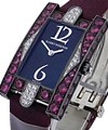 Avenue Lady with White Gold Black Rhodium case Pink and White Diamond Case on Strap with Black Dial