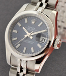 Lady's Steel Datejust with Jubilee Bracelet 179160 Domed Bezel  -  Blue Stick Dial
