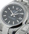 Datejust Ladies 26mm in Steel with Domed Bezel on Steel Oyster Bracelet with Black Stick Dial