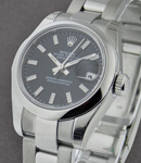 Datejust Ladies 26mm in Steel with Domed Bezel on Steel Oyster Bracelet with Black Stick Dial