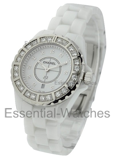 H2429 Chanel J 12 - White Large Size with Diamonds