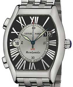 Michelangelo Gigante UTC Dual Time in Steel on Steel Bracelet with Silver and Black Dial