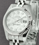 Datejust Automatic in Steel with White Gold Fluted Bezel On Steel Jubilee Bracelet with Mother of Pearl Diamond Dial